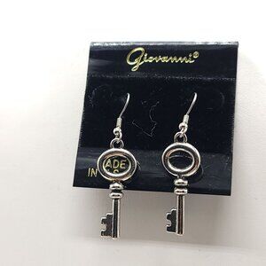 Giovanni Harry Potter Silver Tone Old Fashion Key Dangle Earrings Halloween